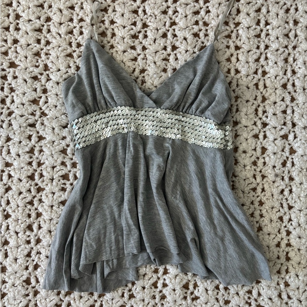 Grey Sequin Tank Top